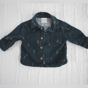 Little Co. Kids' Dark Blue Corduroy Jacket with Tree Print